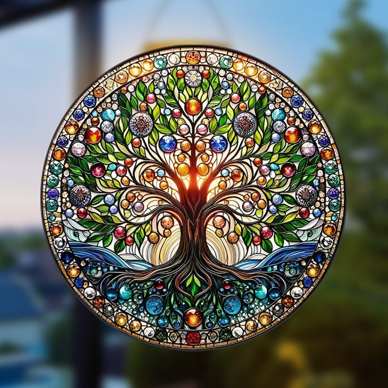 Colorful Tree of Life & Wisdom Sun Catcher 22 x 22 Window Decal