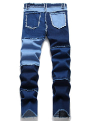 Men's Patchwork Jeans Hip Hop Straight Casual Pants