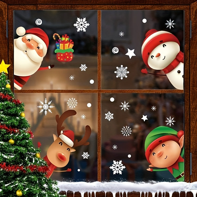 80pcs Christmas Snowflake Window Clings Xmas Decals Decorations
