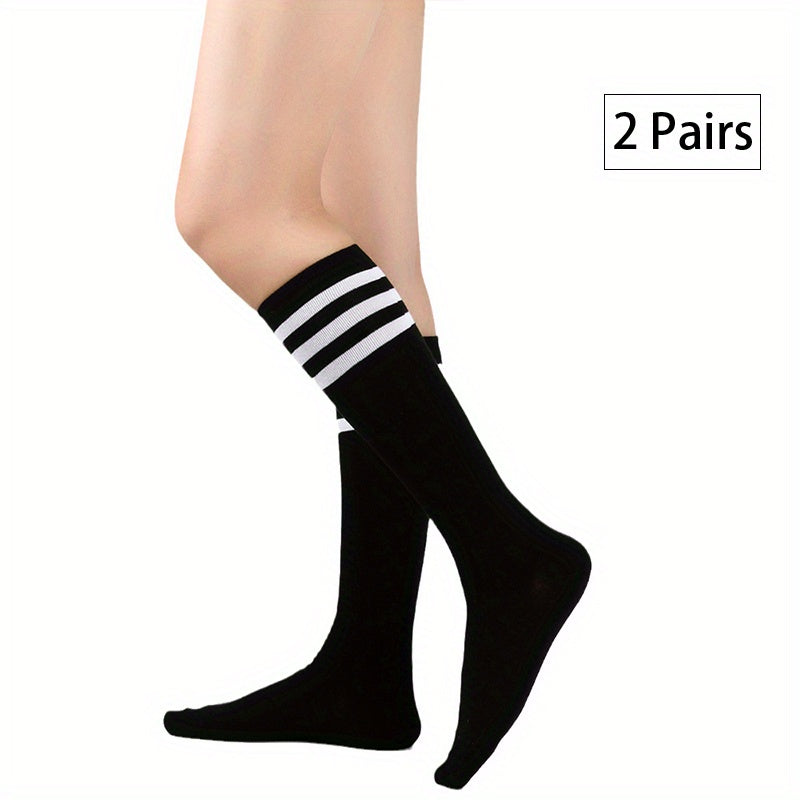 Striped Calf Socks Knee High Women's Stockings