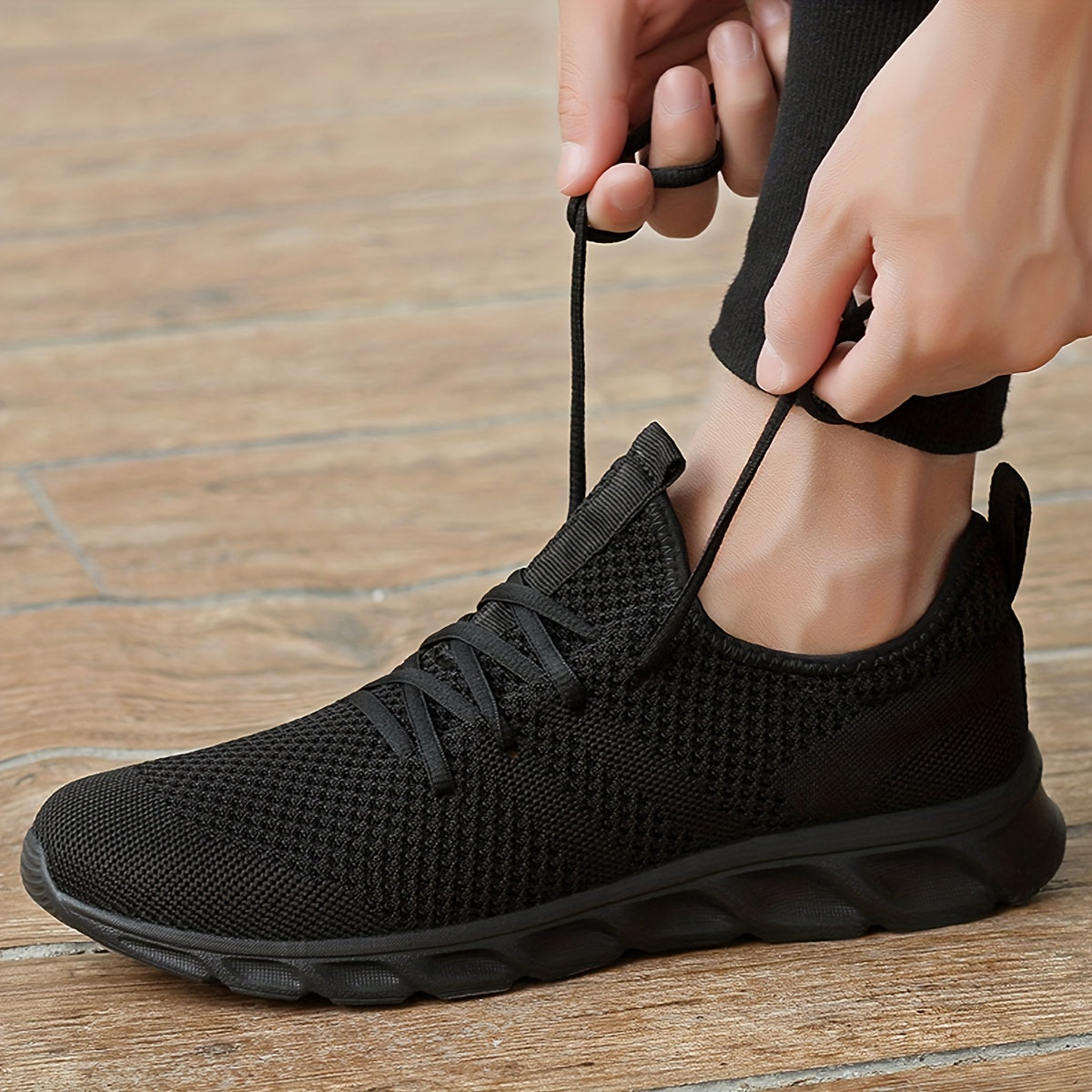 Men's Knitted Breathable Walking Shoes Lightweight Comfy Casual Shoes
