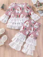 Kids Santa Gnomes Print Top & Pant Set