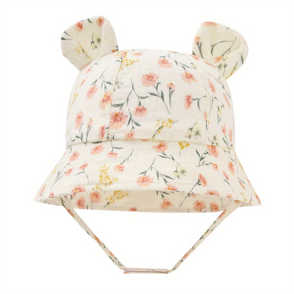 Baby Rabbit Ears Bucket Hat Cotton And Hemp Cloth Material