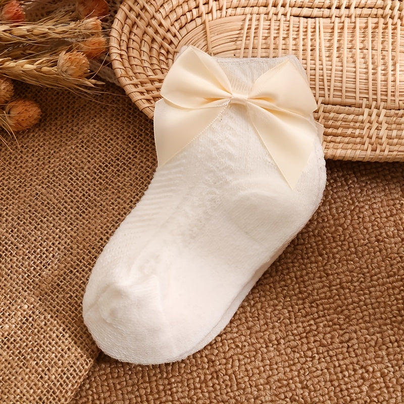 4Pairs Baby Girls Kids Mesh Breathable Soft Socks Bowknot Sweet Children's Socks