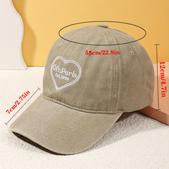 Heart Embroidery Baseball Cap Vintage Washed Distressed Dad Hats