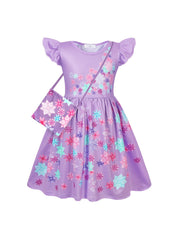 Girls Princess Dress Flowers Print Costume Dress Up Birthday Party