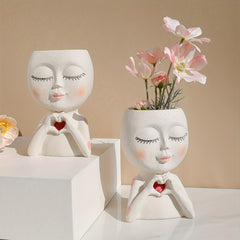 Creative Doll Flower Pot Personality Ornament Resin Flower Pot