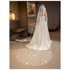 Baroque Faux Pearl Veil Accessory Bride Veil Lace Edge Tulle Veil