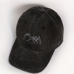Distressed Gray Embroidered Baseball Cap