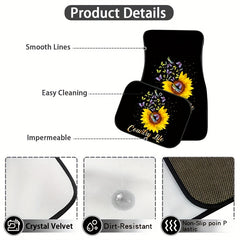 Sunflower & Butterfly Car Seat Covers Set Front & Rear Seat Mats Car Interior