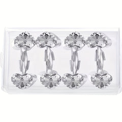 12pcs Heart Shower Curtain Hooks Acrylic Rhinestone Love Decorative Bathroom Acc