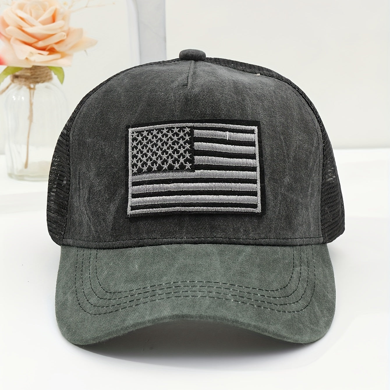 Mens Casual Embroidered Peaked Cap Cotton Sun Protection Hat