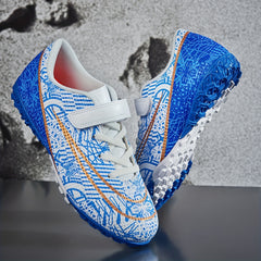 Boy's Turf Football Boots Hook Loop Fastener Outdoor TF Soccer Cleats