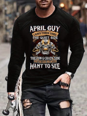 Skull Print Men's Long Sleeve Novelty T shirt