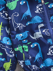 Kids Cartoon Dinosaur Zipper Hooded Jacket