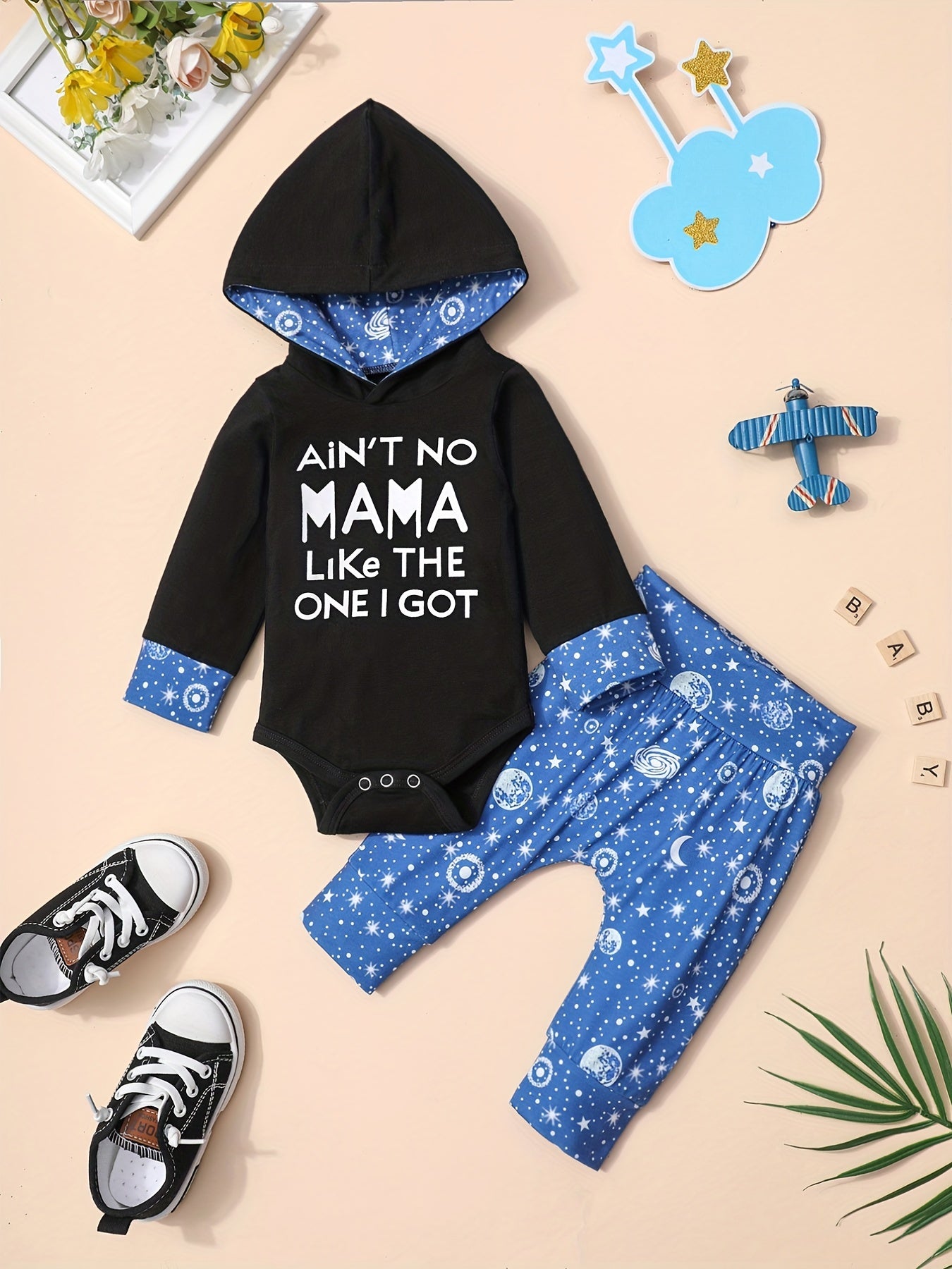 Baby Boys' Striped Hooded Romper & Pants Set
