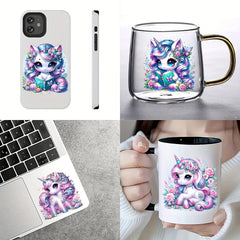 4 Watercolor Unicorn UV DTF Stickers 16oz Glass Cup Decals