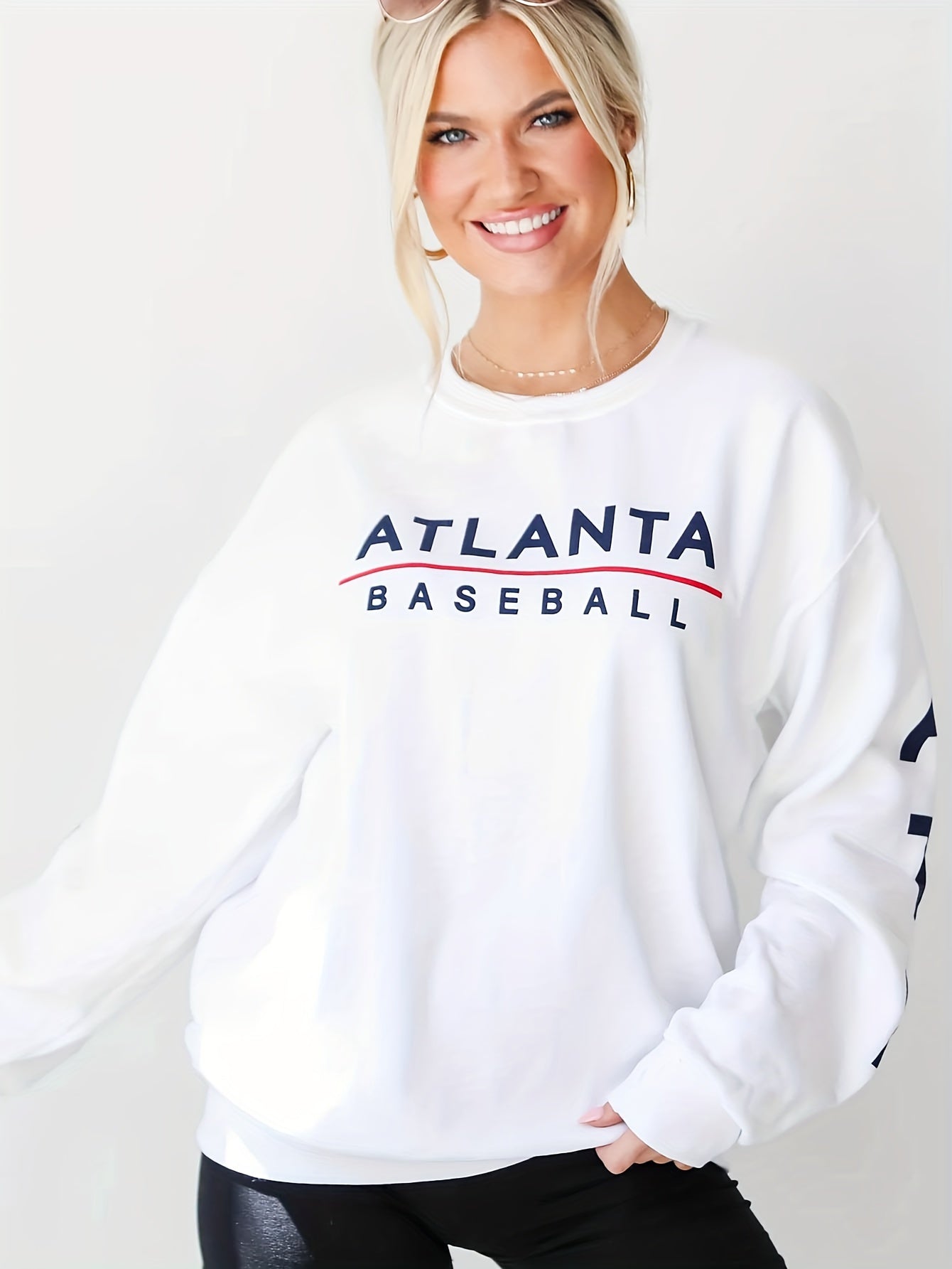 Sports Hoodie Women's Plus Letter Print Long Sleeve