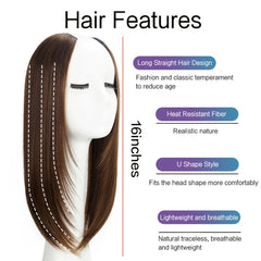 Synthetic U Shape Clip In Hair Extensions Straight Easy to Use