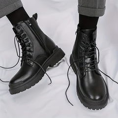 Men's Side Zip Combat Boots Casual Walking Shoes