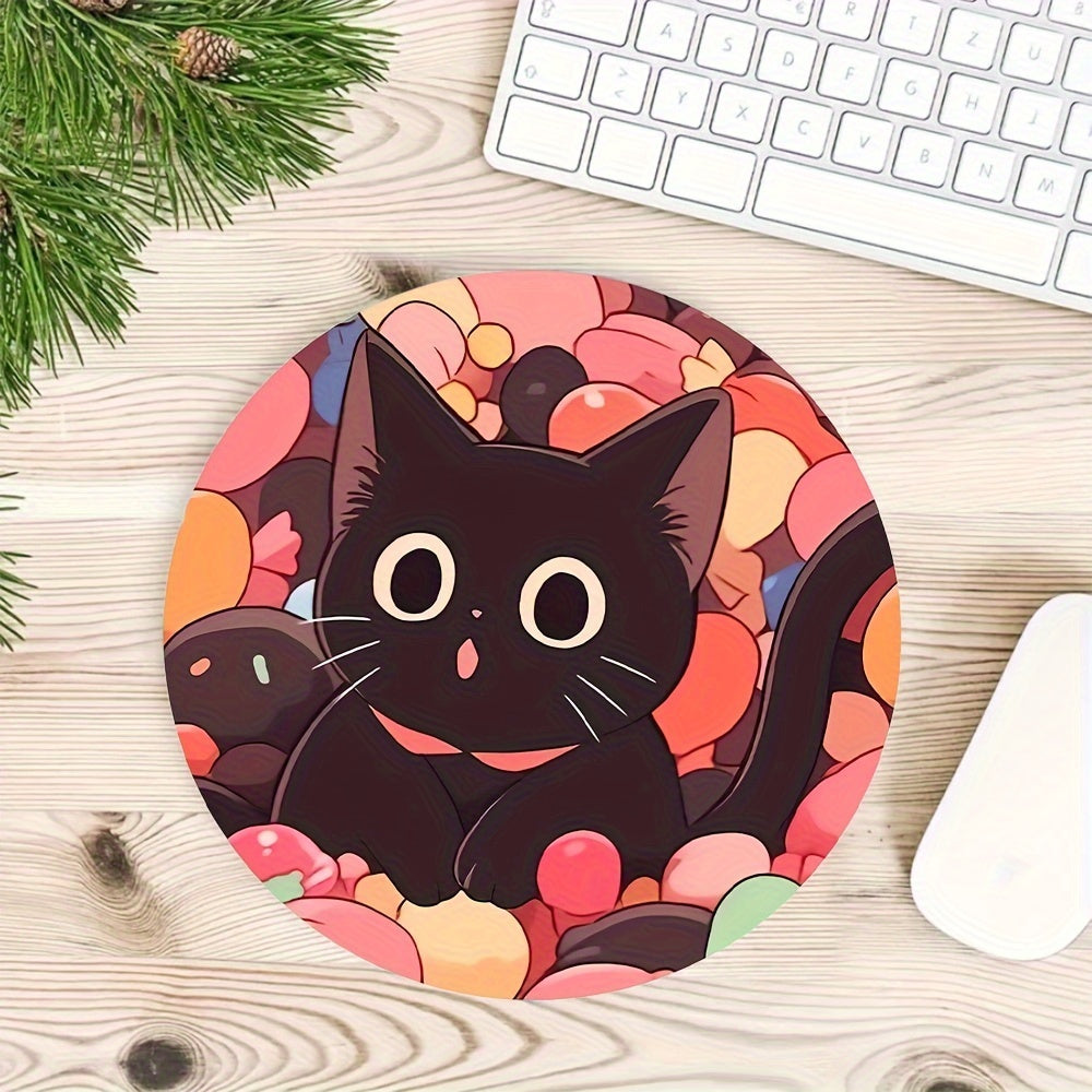 Cat Pattern Round Mouse Pad Stylish Round Mousepad