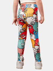 Girls Cartoon Print Leggings Comfortable Casual Pants For Kids Summer