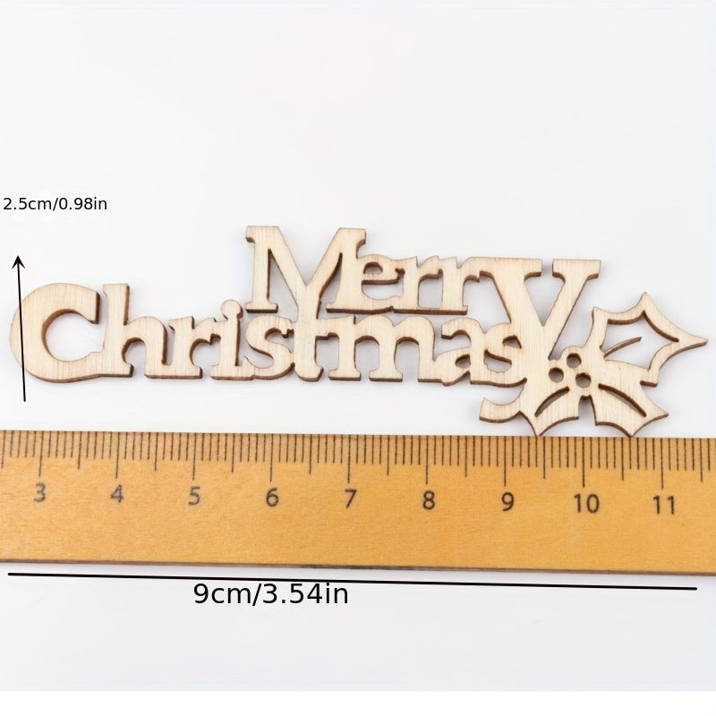 10pcs Christmas Pattern Wood Craft Accessories 21x92mm