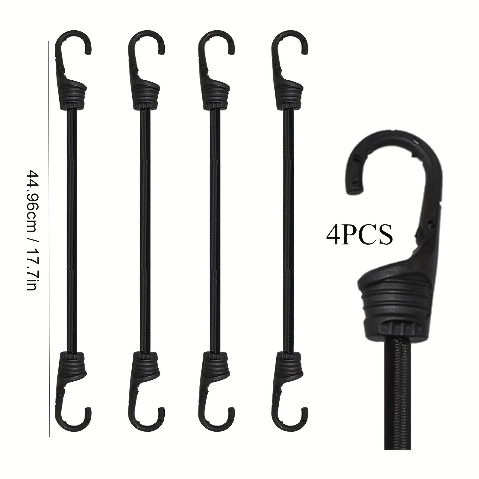 4pc Bungee Cords Hooks Elastic Rope Straps Camping Bike Luggage
