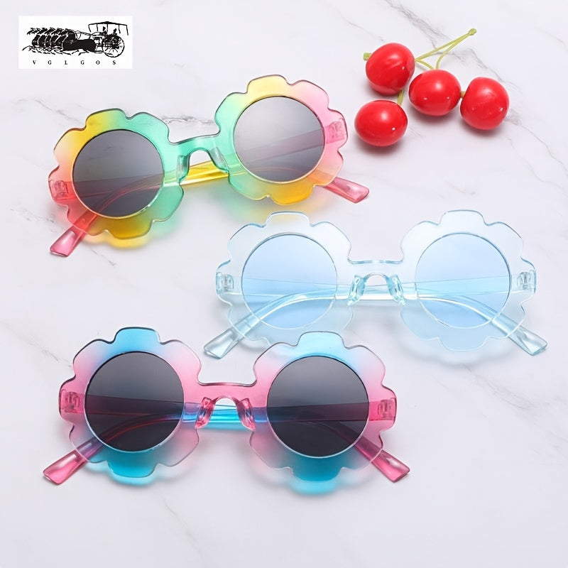 Kids Sunflower Round Frame Glasses UV Protection
