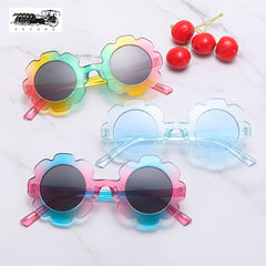 Kids Sunflower Round Frame Glasses UV Protection