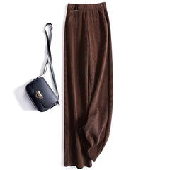 Ribbed Wide Leg Pants Casual Loose Elastic Waist Pants Women's Clothing