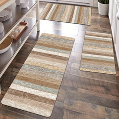 Minimalist Area Rug Wooden Striped Pattern Washable Mat for Bedroom Living Room