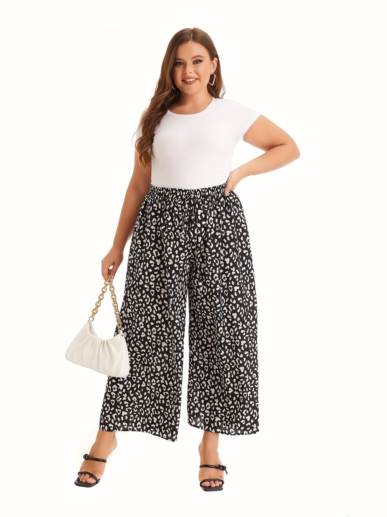 Dalmatian Print Wide Leg Pants