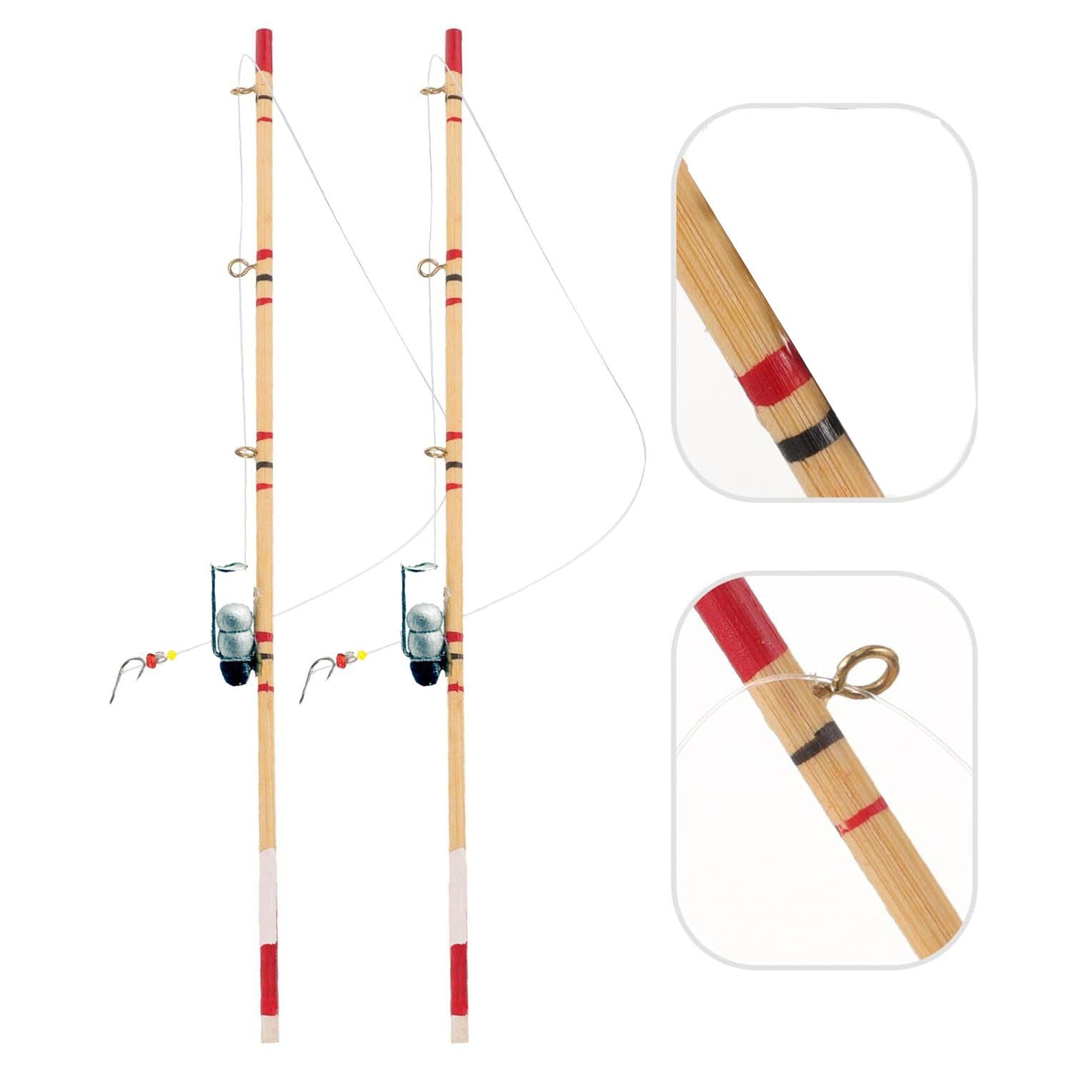 Mini Wooden Fishing Rods Set - Dollhouse 1:12 Scale Mini Models