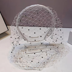 2pcs Rhinestone Hair Veils w/ Adjustable Headbands for All Hair Types