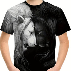 Boy's Lion Graphic T shirt Casual 3D Print Tee Kid's Clothing