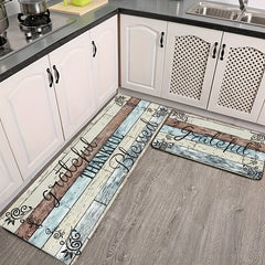 Vintage Print Kitchen Mat Wood Anti Slip Carpet