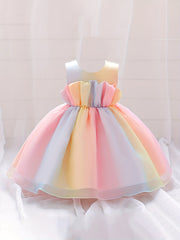 Princess Dress Ruffle Sleeveless Bow Tutu Skirt for Girls Catwalk Birthday Party