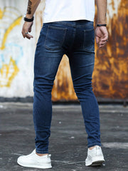 Men's Slim Fit Jeans Street Style Stretch Distressed Denim Pants