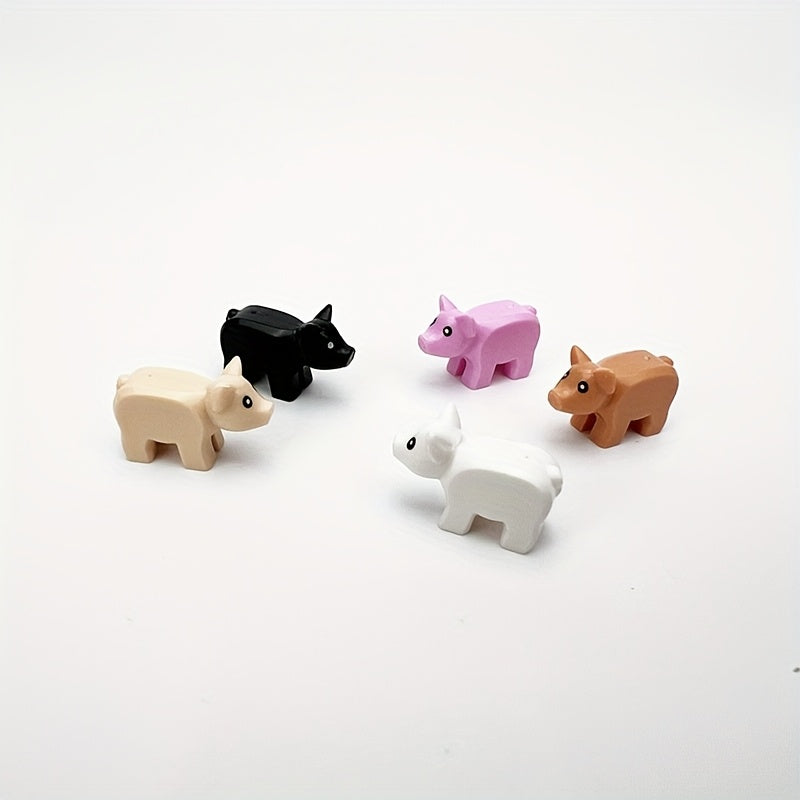 5pcs Mini Building Blocks for Pig Farm and Pastoral Decoration - Creative Toy