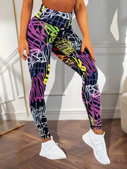 Graffiti Block Yoga Pants High Stretch Butt Lifting Leggings