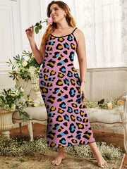Leopard Print Round Neck Dalmatian Graphic Nightdress
