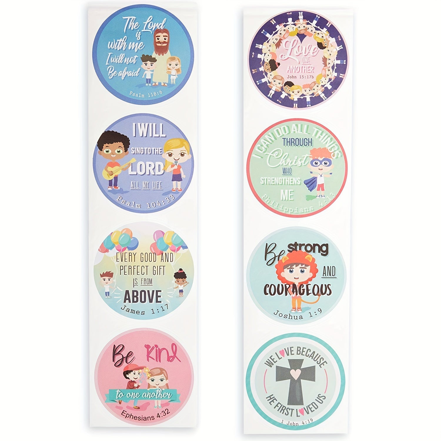 500 Cartoon Encouragement Slogan Stickers Roll Hand Cross Pattern Scripture Gift