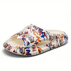 Men's Printed Slides Quick Dry Non-Slip Indoor & Outdoor Summer Comfort