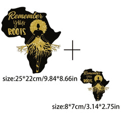 Afro Lady Roots Iron-On Transfer For Clothing - Golden