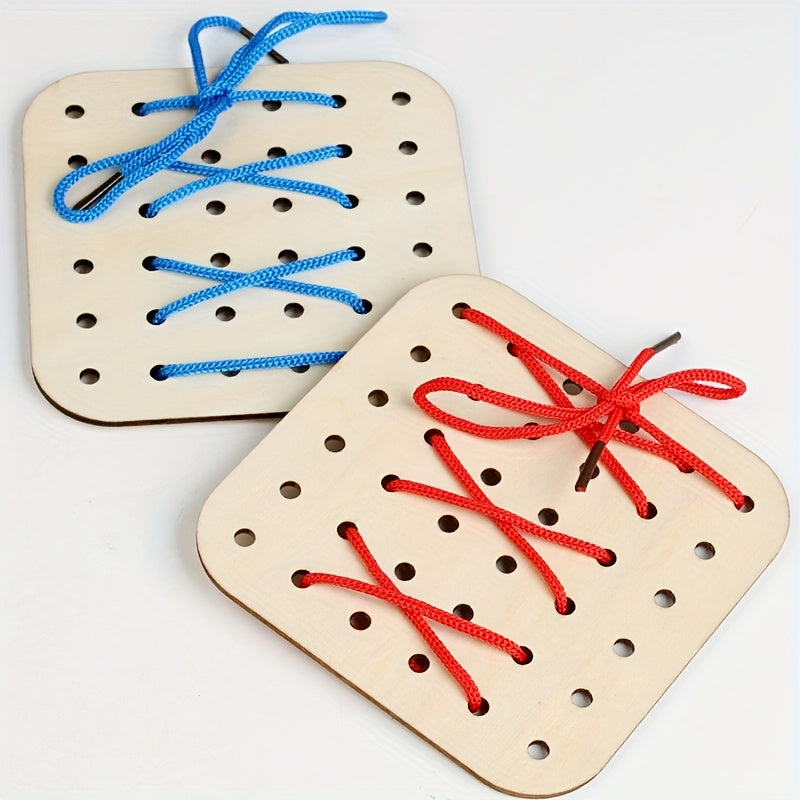 Wooden Rope Tying Game Board for Fun Learning