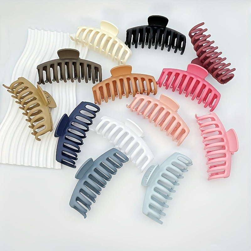 4pcs Large Hair Claw Non Slip Thick Matte Plastic Hair Claw Women's Accessories