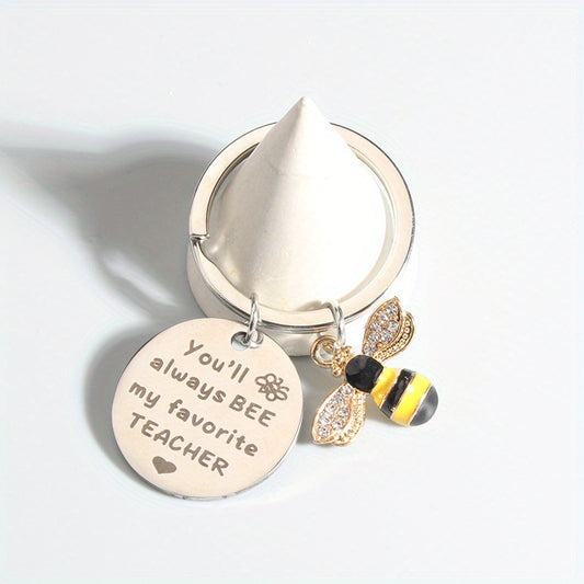 Rhinestone Bee Keychain Metal Key Ring Purse Bag Backpack Charm Gift