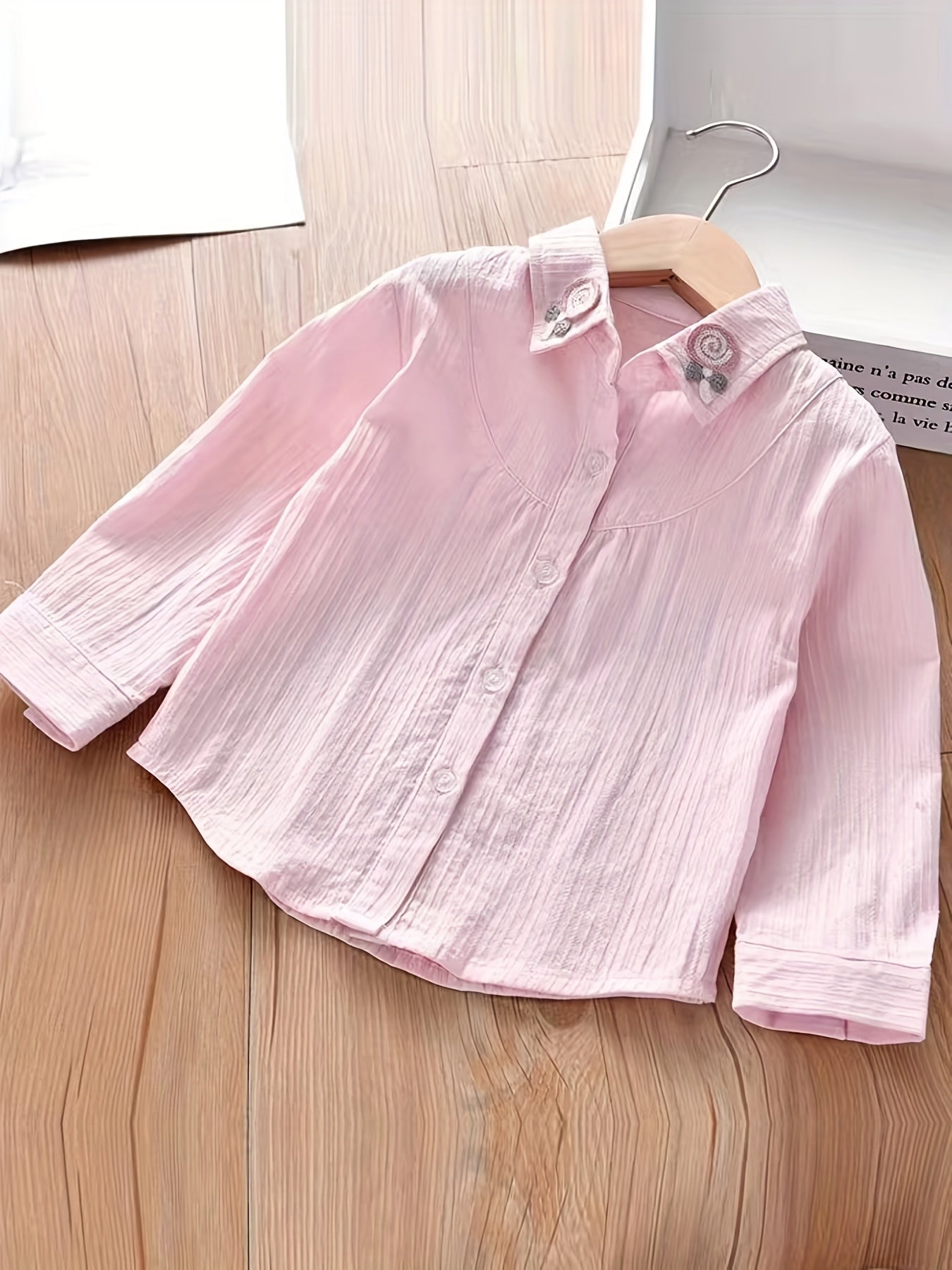 Girls Embroidered Collar Shirt Spring Autumn