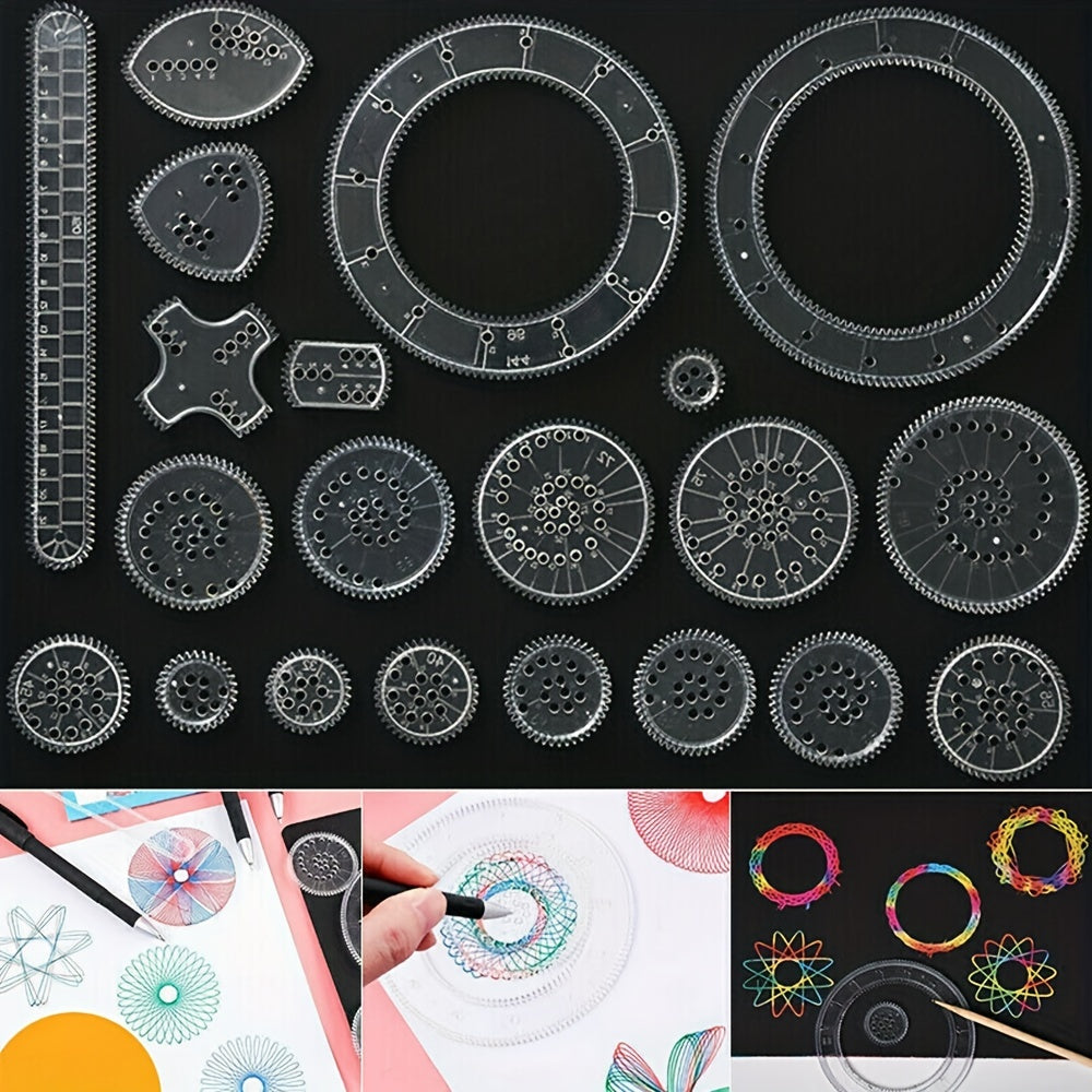 22pcs Spirograph Drawing Set Geometric Ruler Creative Educational Kids Toy